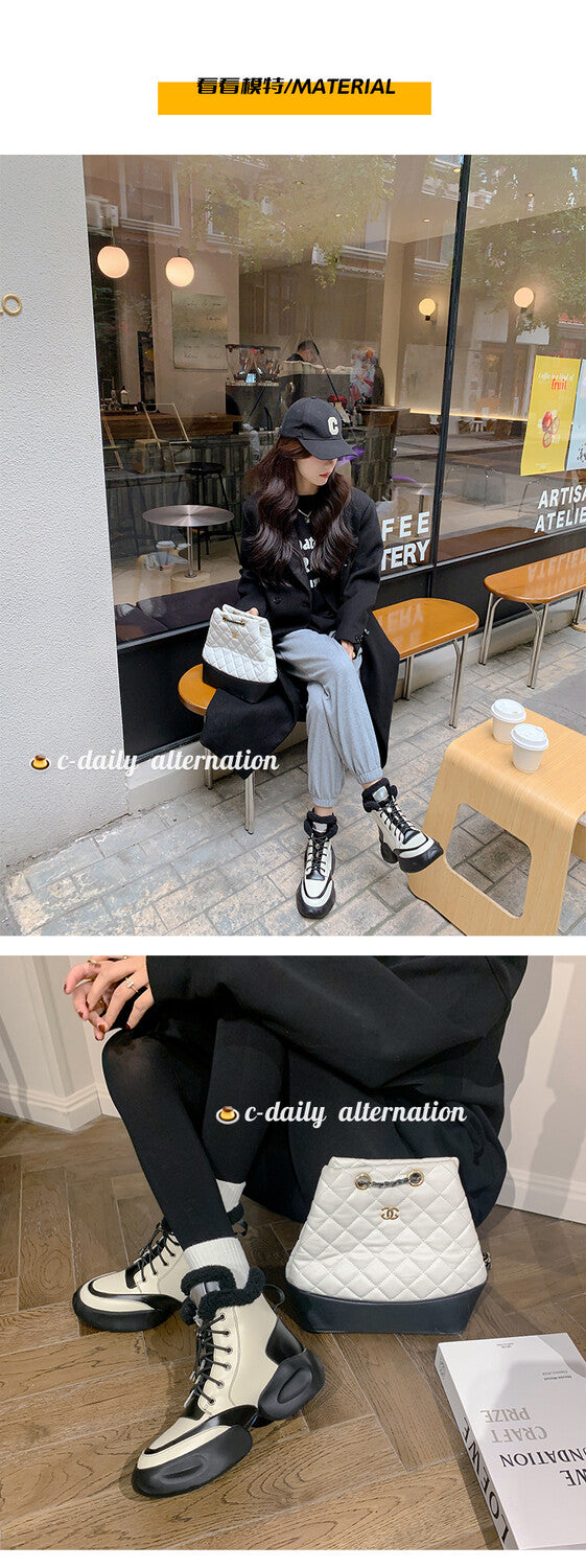 Karin Luna In Stock  Spot Goods  Hot-selling Sports Thick Sole Thickened Fur Snow Boots Full cowhide