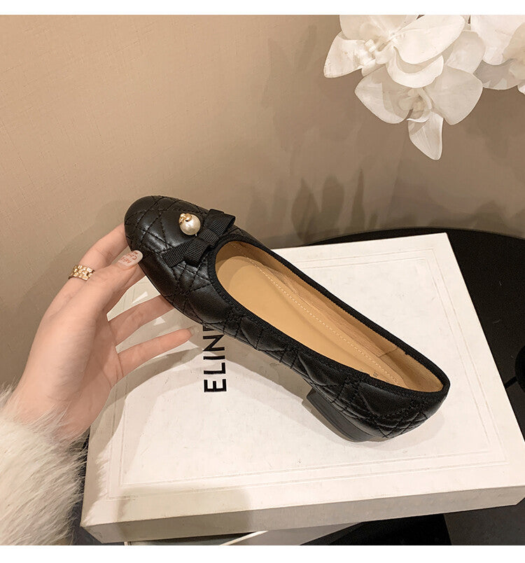 Karin Luna In Stock Spot Goods  Dior's popular retro flat rhombus-pattern granny shoes First Layer Sheepskin Full leather inside and out