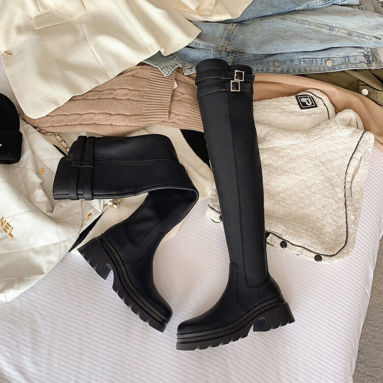 Karin Luna In Stock is the Way to Go！ Basic Thick-Soled Over-the-Knee Boots Super Soft Sheepskin Classic