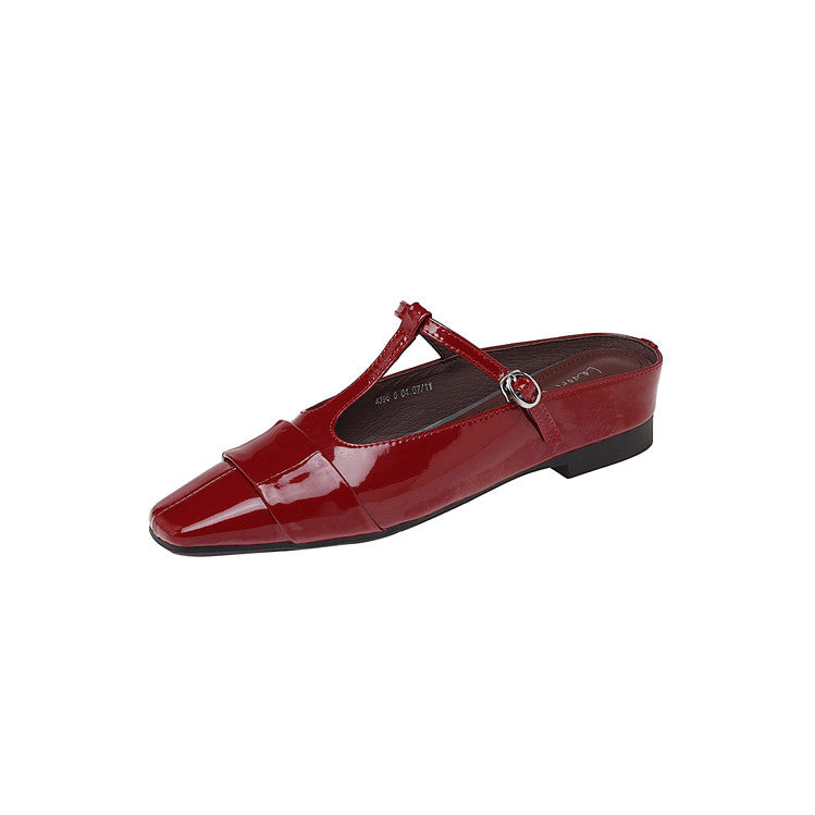 Karin Luna In Stock Spot Goods  t Square-Toed Full Leather Basic Slippers