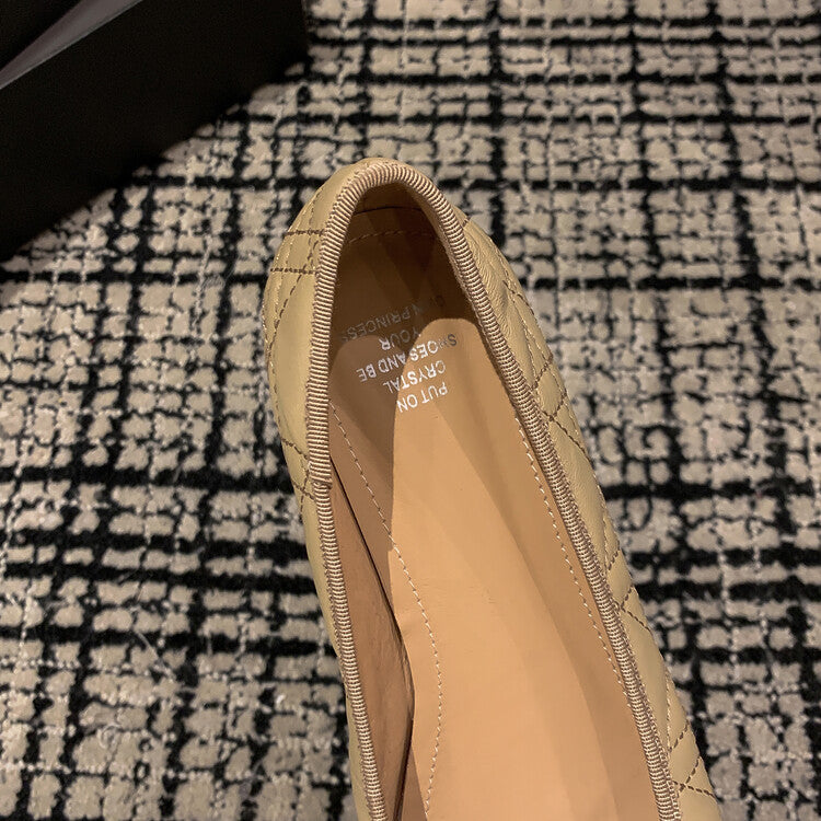 Karin Luna In Stock Spot Goods  Dior's popular retro flat rhombus-pattern granny shoes First Layer Sheepskin Full leather inside and out