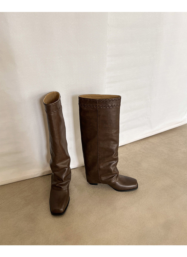 Karin Luna In Stock In Stock European and American Style Square Toe Thick Sole Long Boots