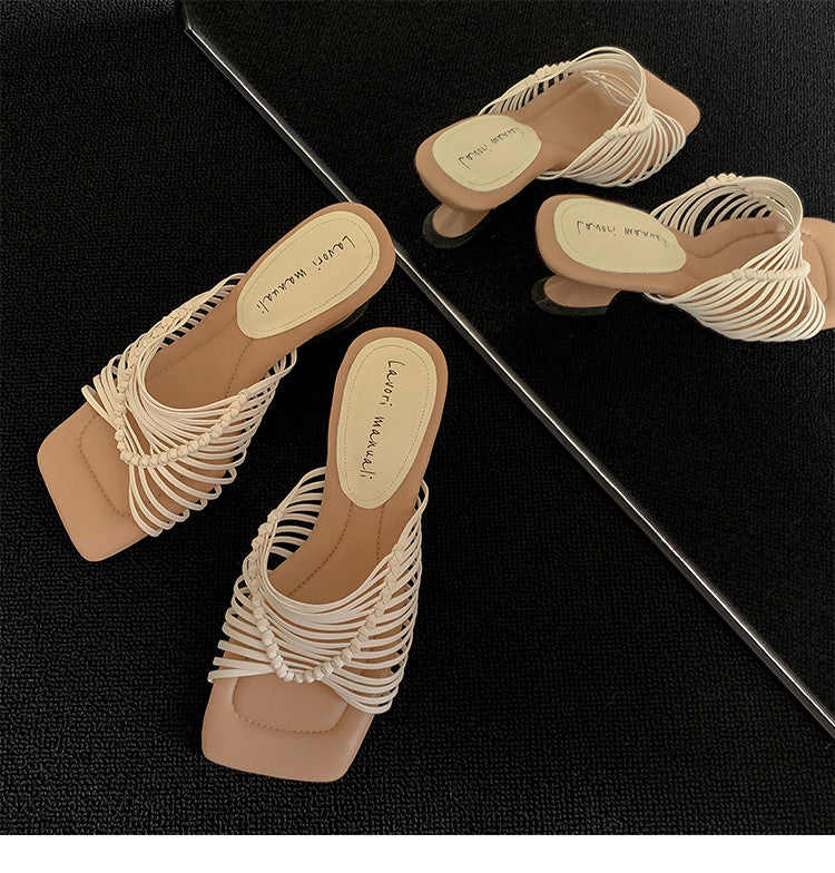 Karin Luna Bestseller Woven Vacation Style Series~ Elegant High Heel Slippers