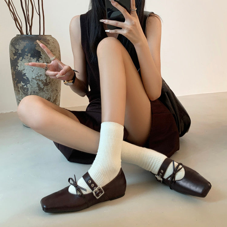 Karin Luna In Stock Spot Goods  Square Toe Internal Height Increase Detachable Bowknot