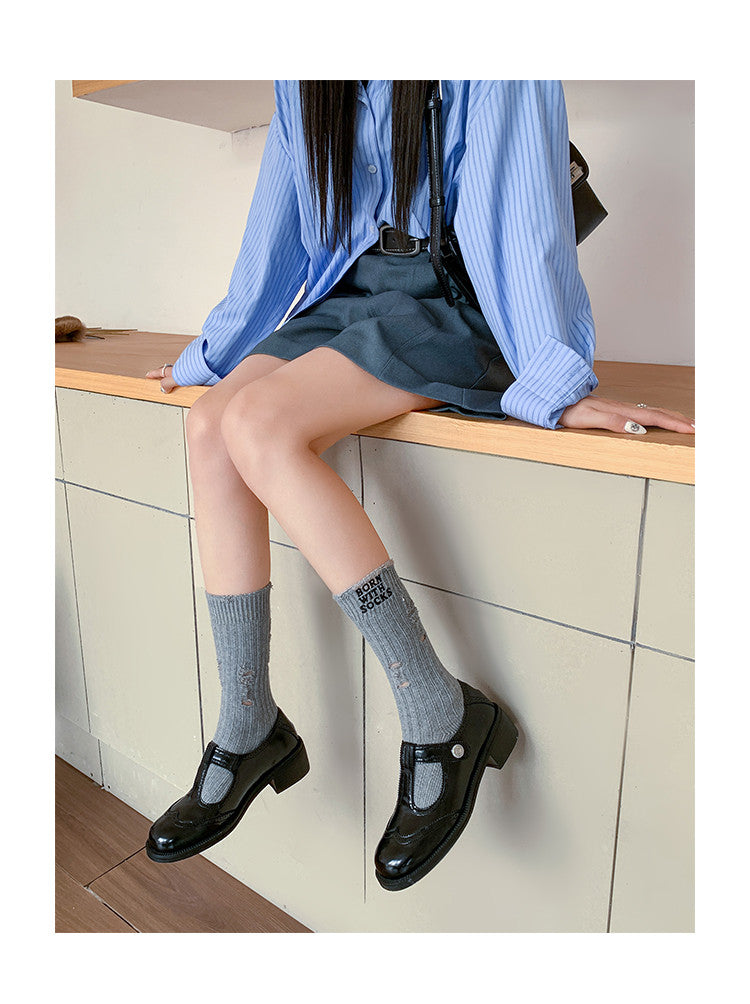 Karin Luna In Stock Spot Goods  Color Matching t Round Toe British Style Single Shoes