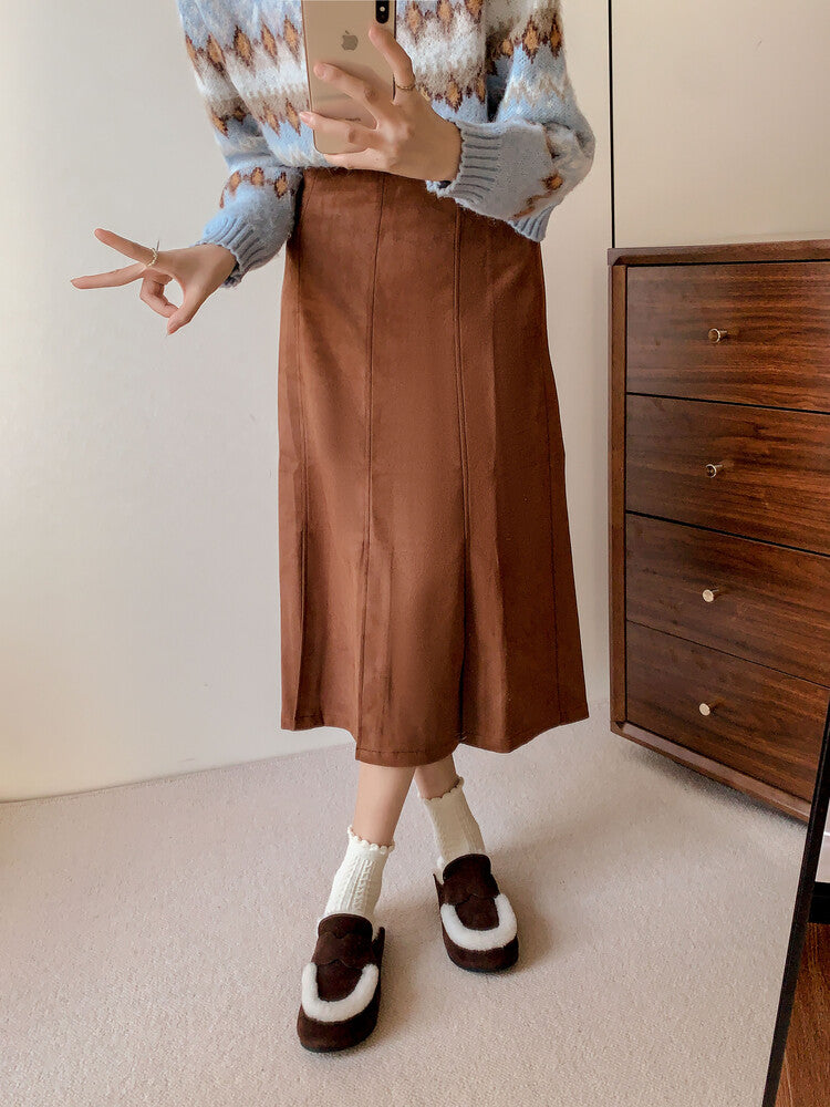 Karin Luna In Stock Look~This is such thick lamb wool Winter Atmosphere！Cowhide Leather Lamb Wool Round Toe Flat Sole Half Support！