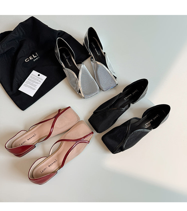 Karin Luna In Stock Spot Goods  Square Toe Mesh Sandals