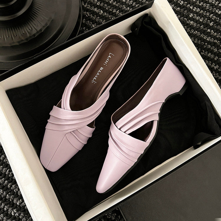 Karin Luna In Stock In Stock Basic Elegant Fairy Style Small Square Toe Sheepskin Slippers