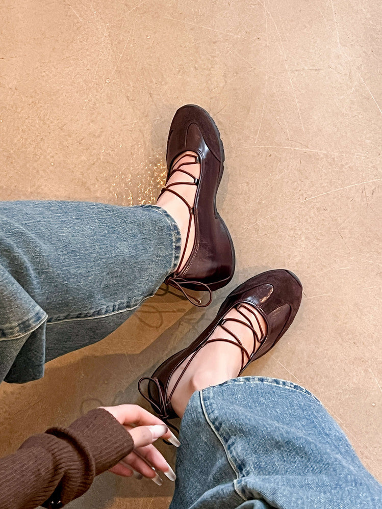 Karin Luna Basic Versatile British Style Casual Lace-up Flats