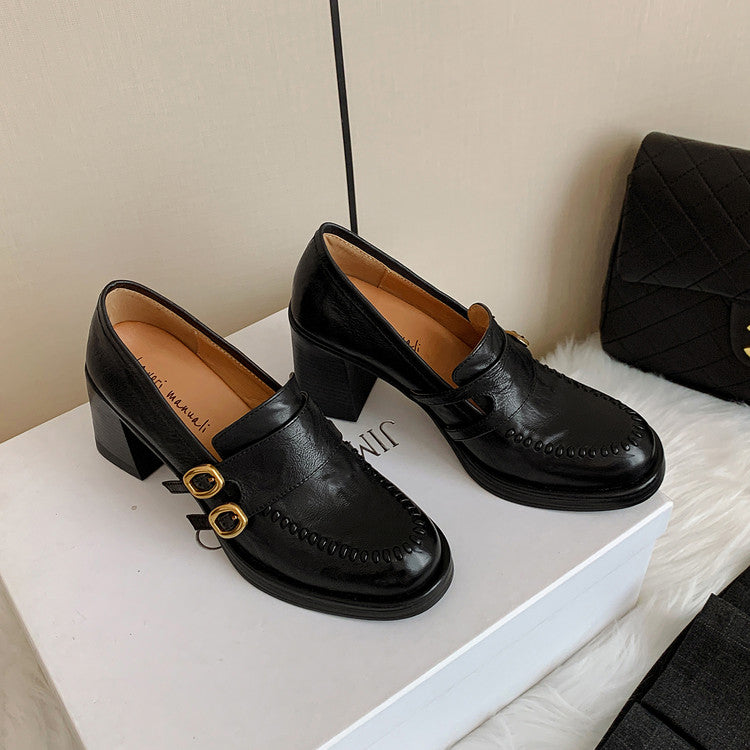 Karin Luna Bestseller Hot-Selling Derivative Edition Self-contained Strap Buckle Casual Loafers