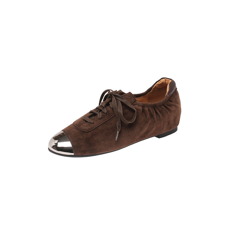 Karin Luna In Stock In Stock  High-end Metal Toe Lace-up Flats
