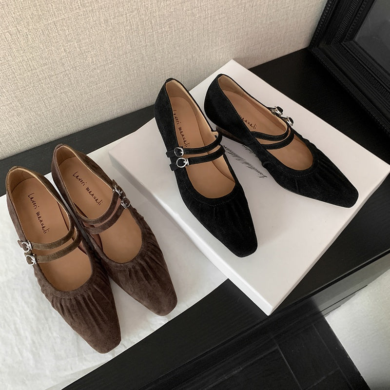 Karin Luna Full Leather Inside and Out Popular Element Amber Heel Elegant French Style Single Shoes