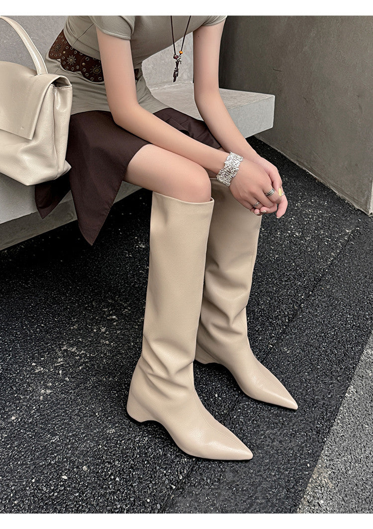 Karin Luna Hot-Selling Internal Height Increase Pointed Toe Straight-Leg Hot-Selling Long Boots