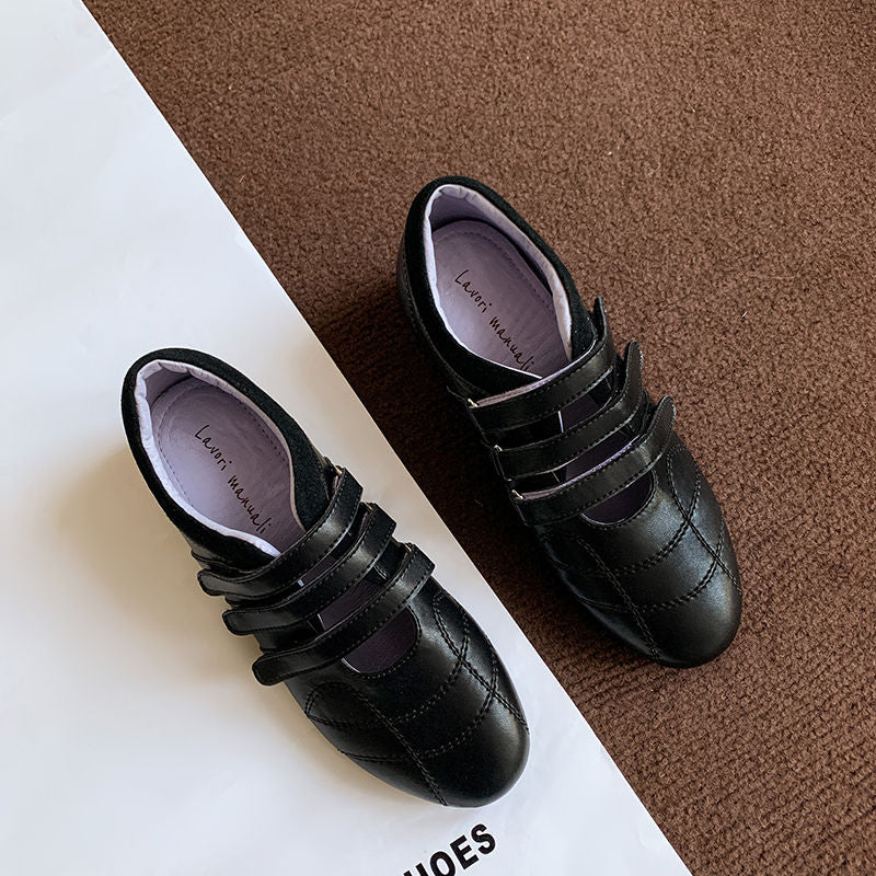 Karin Luna Casual Shoes Series~  In Stock In Stock Magic Tape Round Toe Internal Height Increase Single Strap Flats