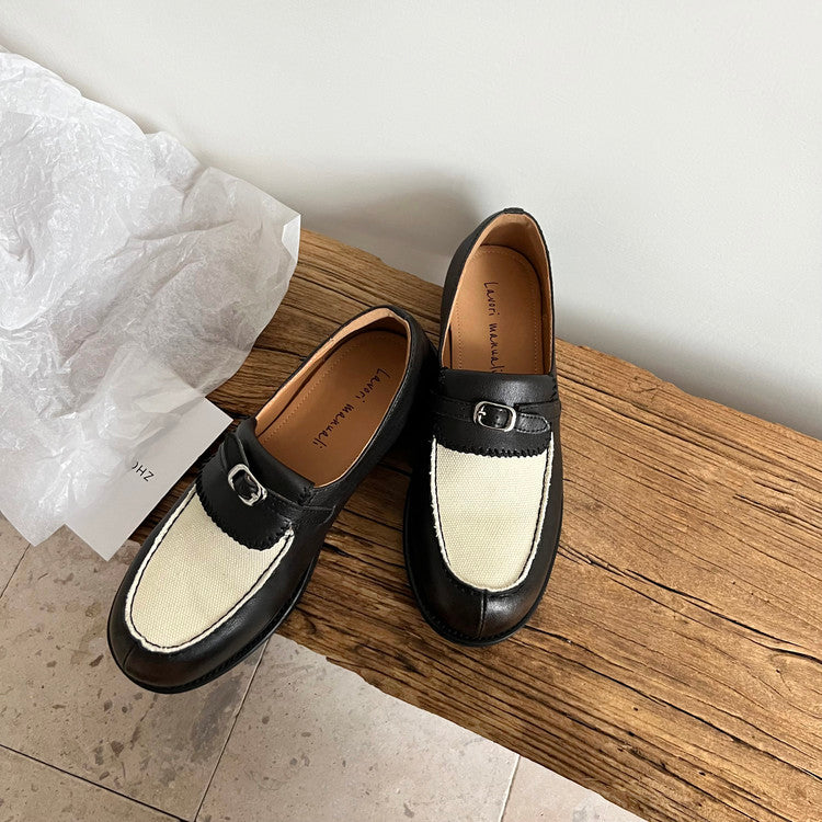 Karin Luna Casual Shoes Series~  In stock Classic color-blocking British style deep-mouth single shoes
