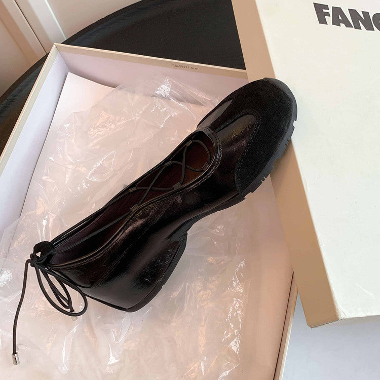 Karin Luna Basic Versatile British Style Casual Lace-up Flats