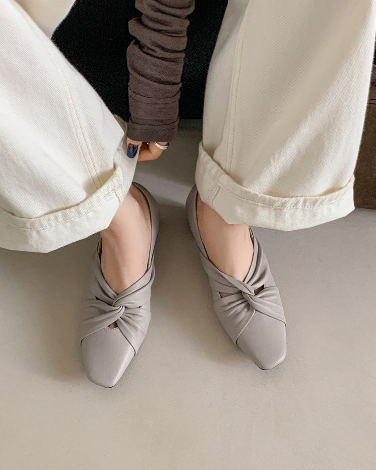 Karin Luna Cross Design Square Toe Hidden Wedge Shoes