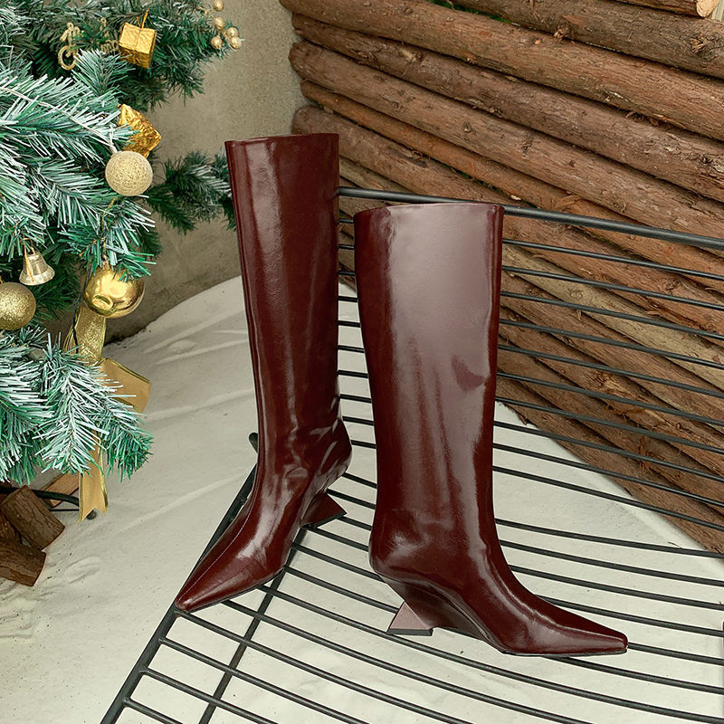 Karin Luna European and American Style Unisex Square-Toed Long Boots