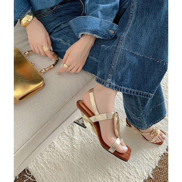 Karin Luna Hot-Selling Fasteners  Irregular Heel Open-Toe Sandals