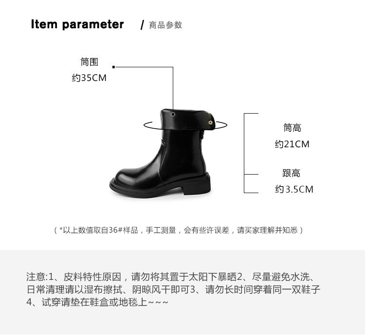Karin Luna Classic Basic Style   Convertible Foldable Hidden Buckle Snow Fur Shoes Full cowhide Basic Flat Short Boots
