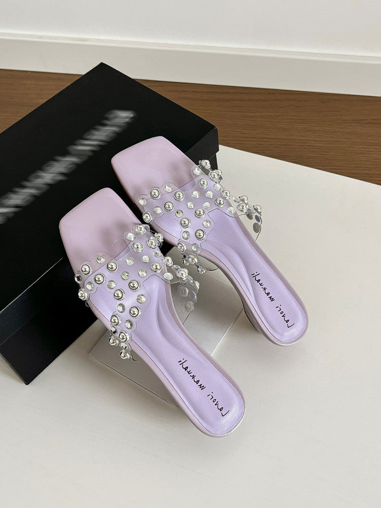 Karin Luna In Stock Spot Goods Classic versatile transparent sequin slippers