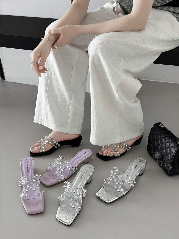 Karin Luna In Stock Spot Goods Classic versatile transparent sequin slippers