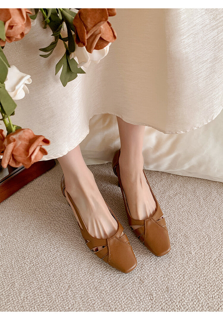 Karin Luna Hot-Selling Retro Big Item Big Goods Available for sale all seasons French-style Hollow Out Single Shoes Full leather inside and out
