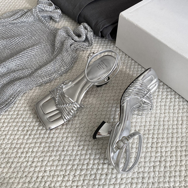 Karin Luna Data Hot Item  Comes with data plan included Hand-woven Square Toe Sofa Insoles Irregular Heel Sandals