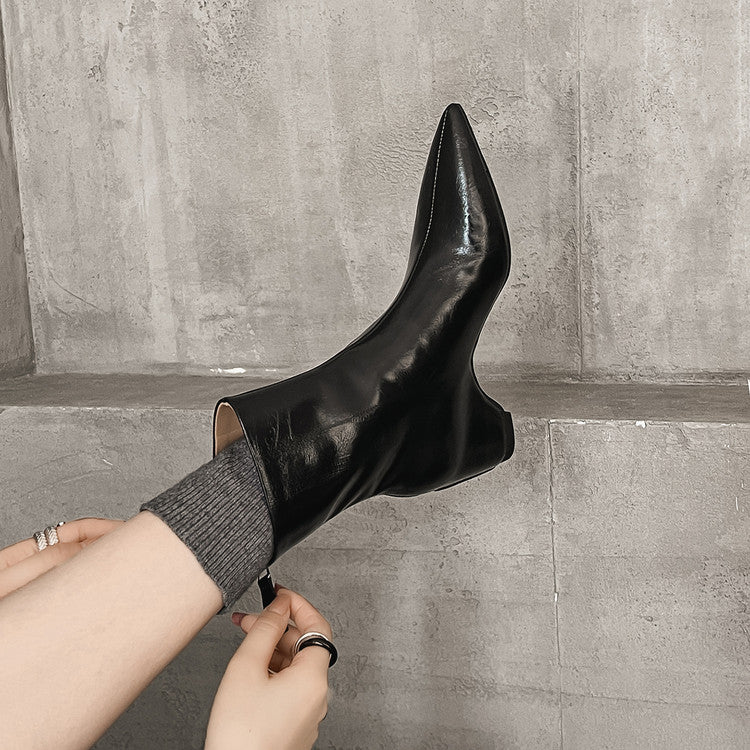 Karin Luna Versatile Elegant Style Pointed Toe Hidden Wedge Short Boots
