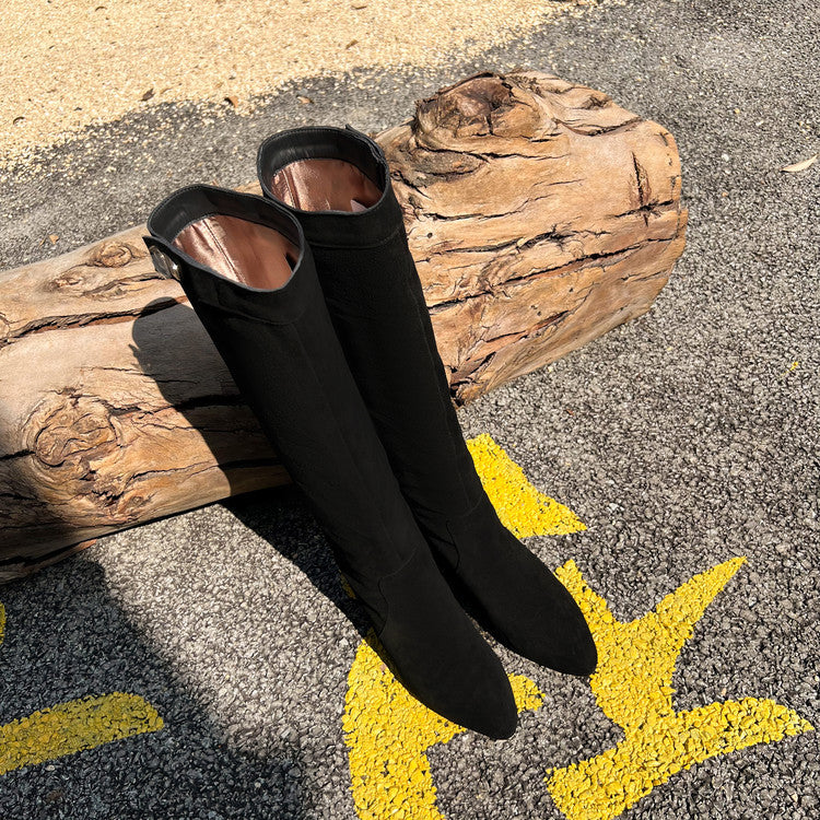 Karin Luna In Stock Spot Goods  Bestselling Suede Leather Sold Out Fast: Pile of Matte Inner Height-Increasing Western Boots