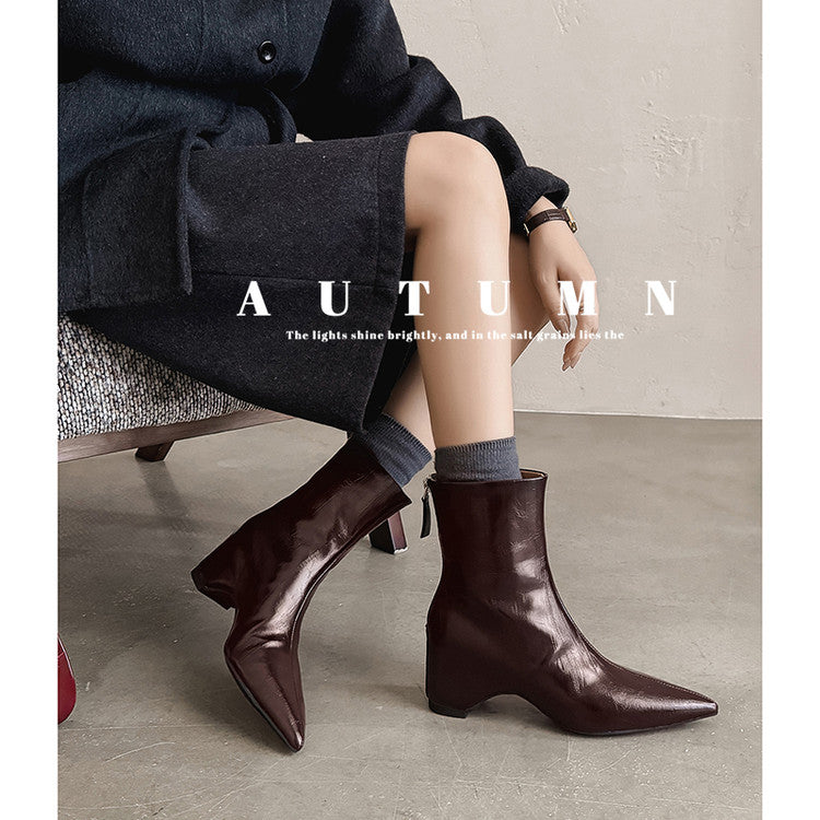 Karin Luna Versatile Elegant Style Pointed Toe Hidden Wedge Short Boots