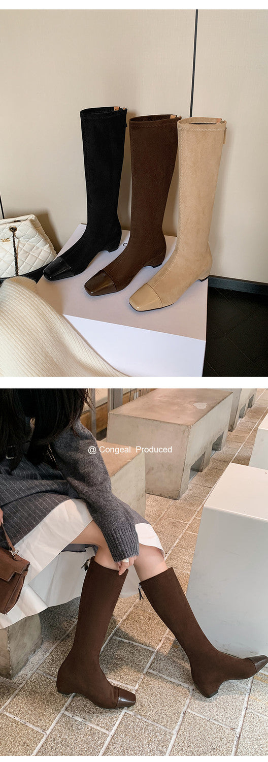 Karin Luna In Stock In Stock Patchwork Long Boots Elegant Versatile