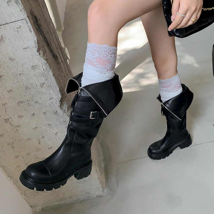 Karin Luna In Stock In-stock Foldable Niche Thick-soled Knight Boots