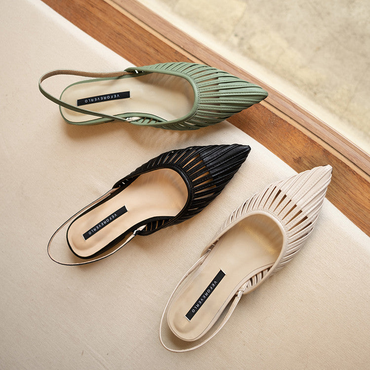 Karin Luna Bestseller Spot Goods French Retro Style Thin Strap Flat Heel Closed Toe Slippers