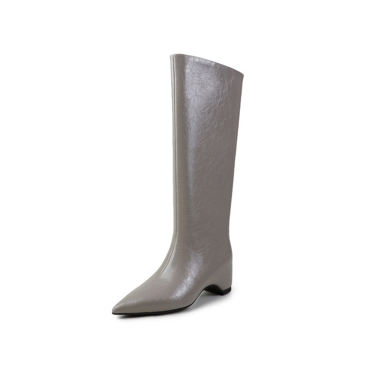 Karin Luna Minimalist Style High Tube Pointed Toe Hidden Heel Boots