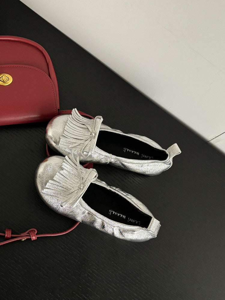 Karin Luna In Stock Spot Goods   Tassel Round Toe Hidden Wedge Mary Jane Shoes