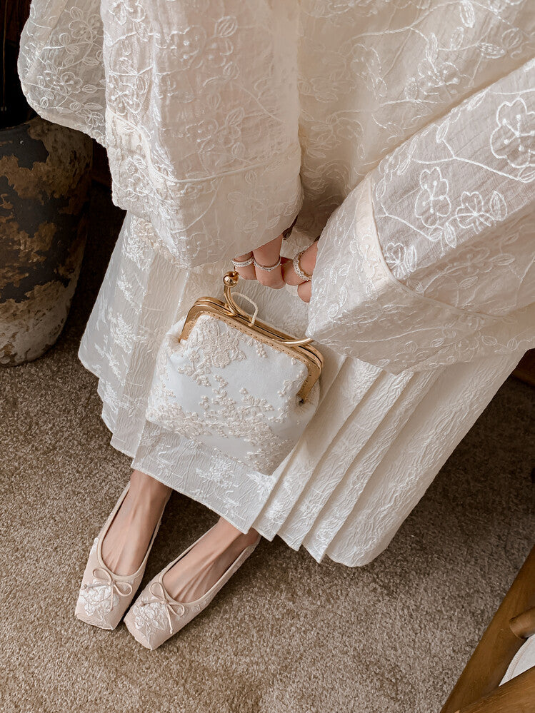 Karin Luna In Stock  In stock  Vintage Chinese Style Embroidered Rose~ Butterfly Knot Granny Shoes