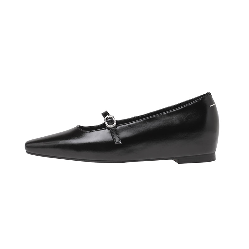 Karin Luna In Stock Spot Goods  Elegant Square-Toe One-Strap Height-Increasing Flats