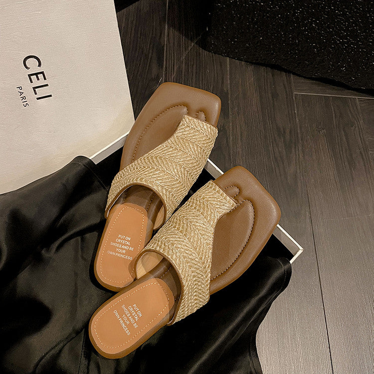 Karin Luna Bestseller  Popular  Data Hot-Selling Toe-Clip Straw Vacation Style Slippers