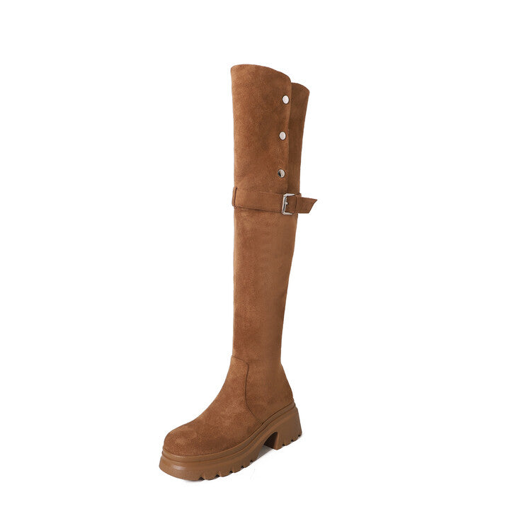 Karin Luna has prepared stock  Main Push Main Push  Hot-selling Large Sole Self-flowing Foldable Round Toe Over-the-Knee Boots