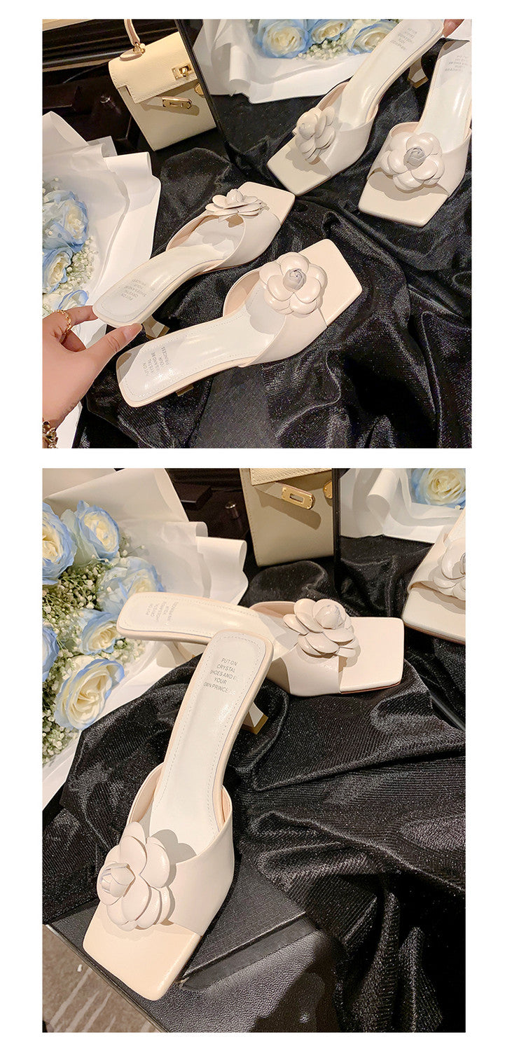 Karin Luna Flower of Wealth in the World~Says purple has a lot of charm Spot Goods Spot Goods  Three-Dimensional Camellia Elegant Sandals