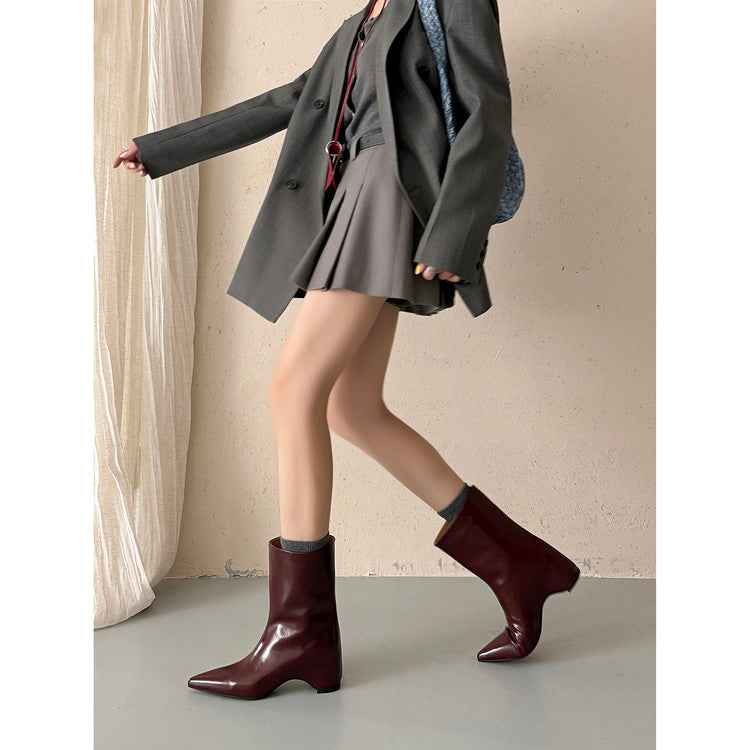 Karin Luna Elegant Pointed Toe Hidden Wedge Short Boots