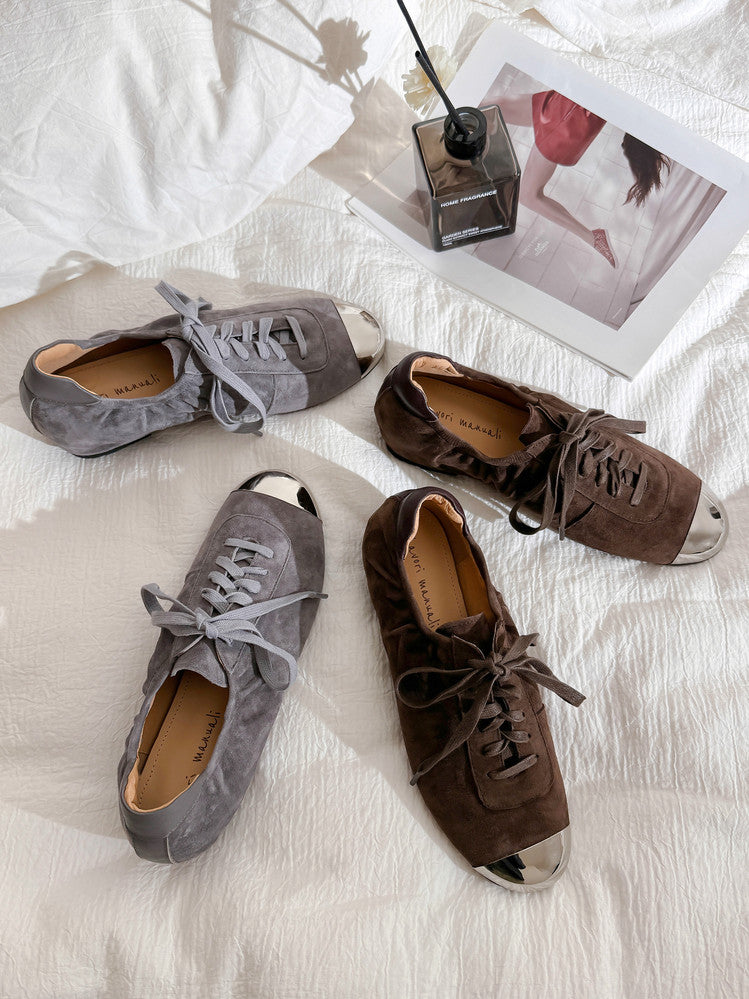 Karin Luna In Stock In Stock  High-end Metal Toe Lace-up Flats