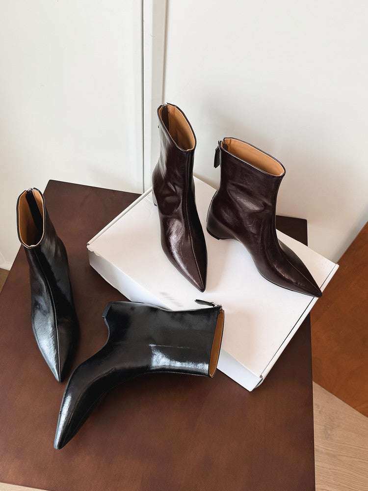 Karin Luna Versatile Elegant Style Pointed Toe Hidden Wedge Short Boots