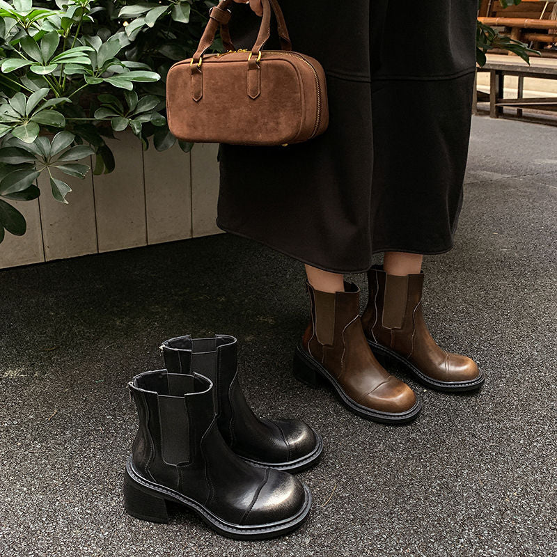 Karin Luna In Stock Spot Goods  Round Toe Stretch Round Toe Chelsea Short Boots