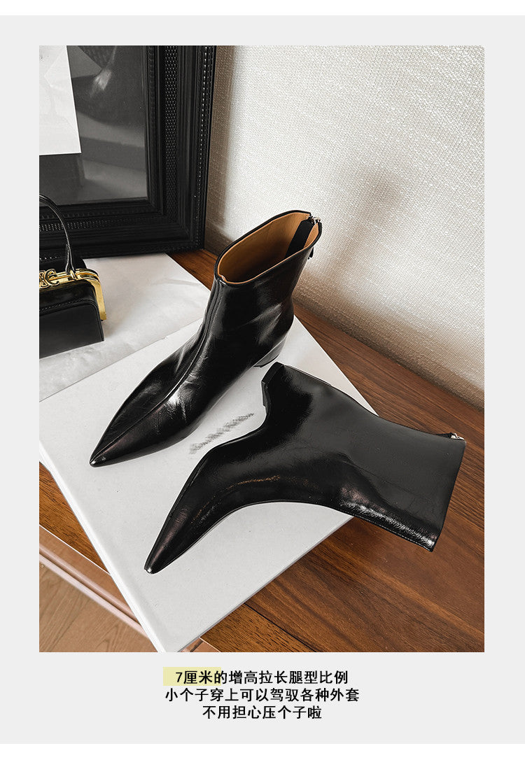 Karin Luna Versatile Elegant Style Pointed Toe Hidden Wedge Short Boots