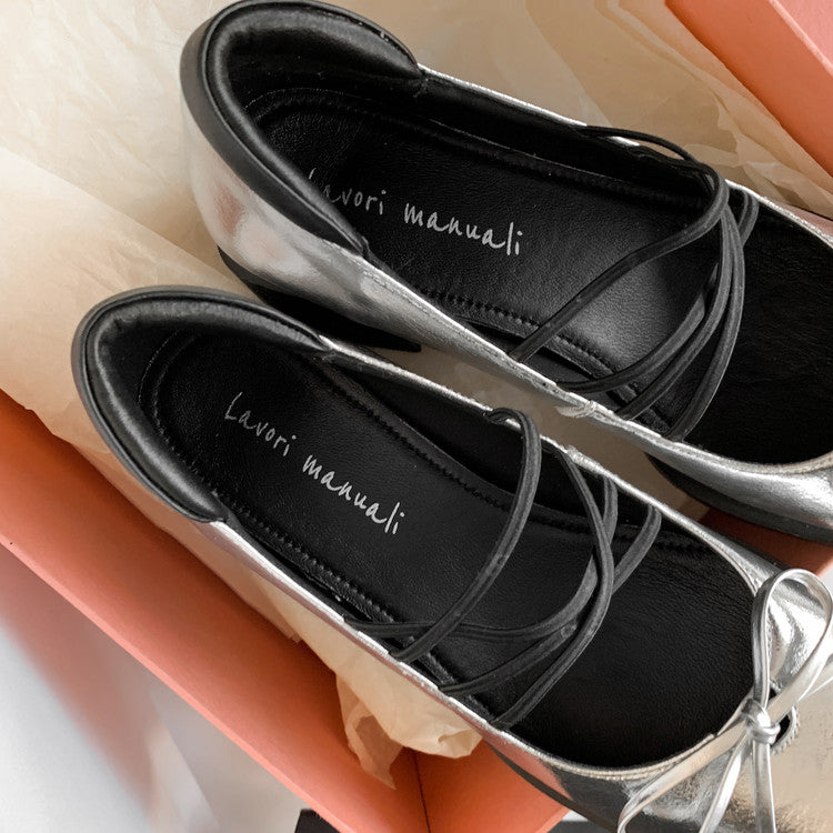 Karin Luna In Stock Spot Goods  Popular Self-flowing Bowknot Square Toe Chunky Heel Single Shoes