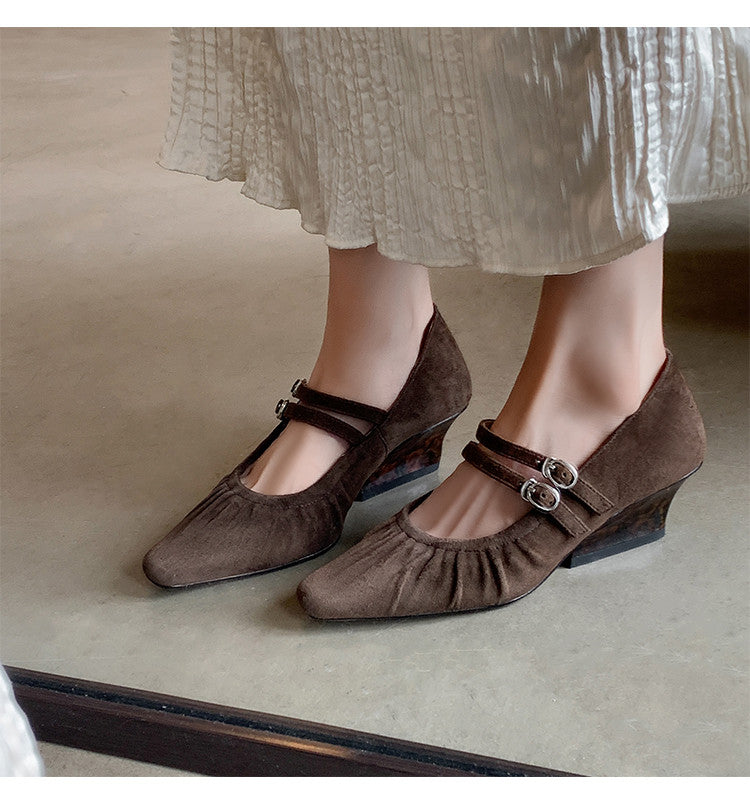 Karin Luna Full Leather Inside and Out Popular Element Amber Heel Elegant French Style Single Shoes