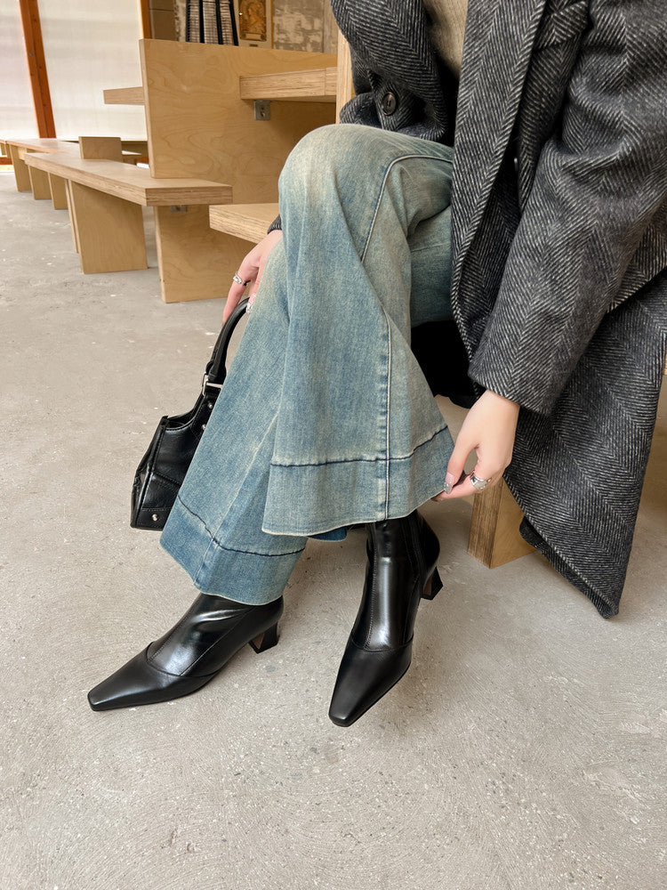 Karin Luna In Stock In Stock Slim Boots Series！Chunky Heel Ankle Boots