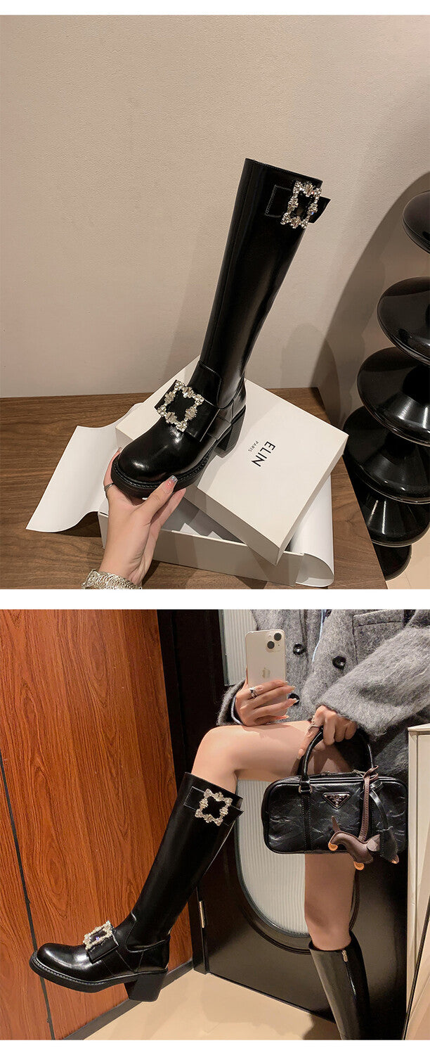 Karin Luna has prepared stock  Custom Large Square Buckle Bowknot Fastener Elegant Long Boots